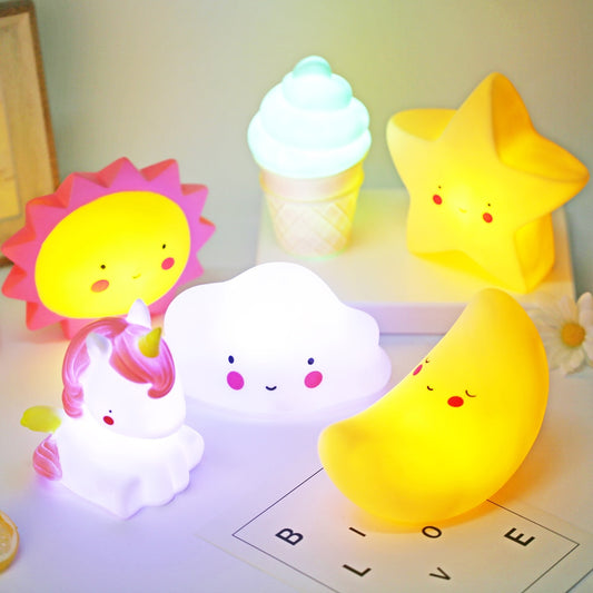 2019 Cute Smiley Clouds Stars Moon Appease Glow Night Light Feeding Light Baby Sleeping Toy Kids Christmas Gifts for New Year