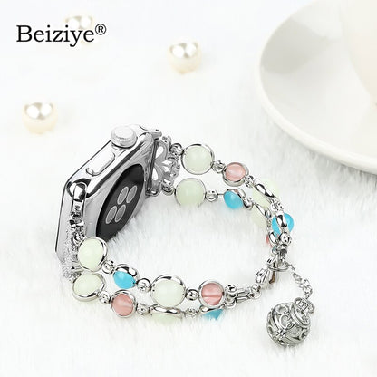 Luminous Bracelet Strap for apple watch 44 mm 40mm women Watchband for apple watch strap 42mm 38mm band Jewelry iwatch Accessory
