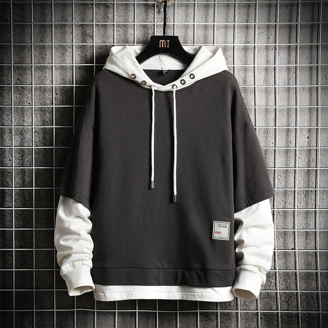 Japan Style Casual O-Neck 2020 Spring Autumn Print Hoodie Sweatshirt Men'S Thick Fleece Hip Hop High Streetwear Clothes
