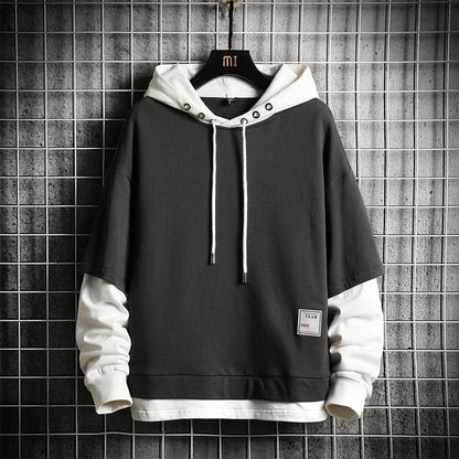 Japan Style Casual O-Neck 2020 Spring Autumn Print Hoodie Sweatshirt Men'S Thick Fleece Hip Hop High Streetwear Clothes