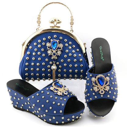 2020 Newest Fashion Party Shoes And Bags To Match Black Color African Shoes and Bag Set Italian Wedding Summer Shoes And Bag