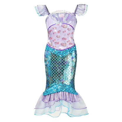 Girls Little Mermaid Ariel Princess Dress Cosplay Costumes For Kids Baby Girl Mermaid Dress Up Sets Children Halloween Clothing
