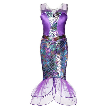 Girls Little Mermaid Ariel Princess Dress Cosplay Costumes For Kids Baby Girl Mermaid Dress Up Sets Children Halloween Clothing