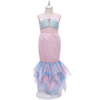 Girls Little Mermaid Ariel Princess Dress Cosplay Costumes For Kids Baby Girl Mermaid Dress Up Sets Children Halloween Clothing