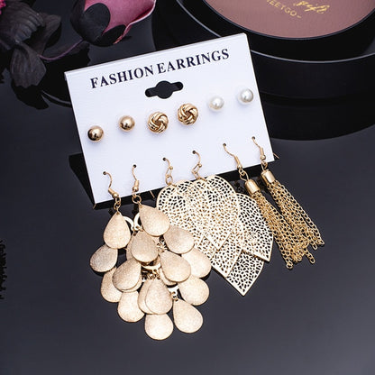 Women's Earrings Set Pearl Crystal Earrings For Women Vintage Boho Tassel Acrylic Earring Fashion Jewelry 2020 Geometric Earings