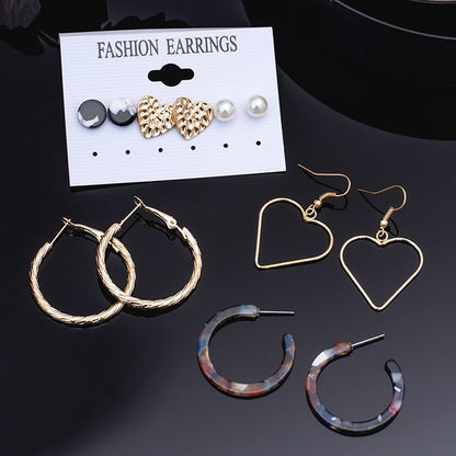 Women's Earrings Set Pearl Crystal Earrings For Women Vintage Boho Tassel Acrylic Earring Fashion Jewelry 2020 Geometric Earings