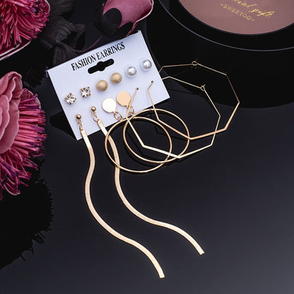 Women's Earrings Set Pearl Crystal Earrings For Women Vintage Boho Tassel Acrylic Earring Fashion Jewelry 2020 Geometric Earings