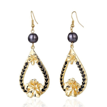 Hawaiian Pearl Leaf Long Drop Earrings Fashion Jewelry 2020 for Women Trendy Dangle Hangling Earring Earing Wholesale Price