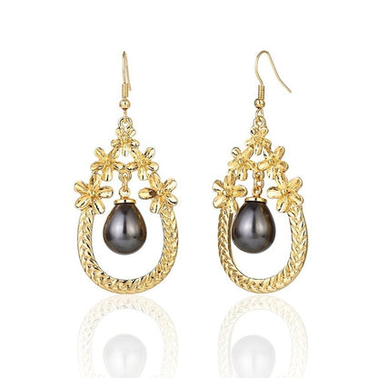 Hawaiian Pearl Leaf Long Drop Earrings Fashion Jewelry 2020 for Women Trendy Dangle Hangling Earring Earing Wholesale Price
