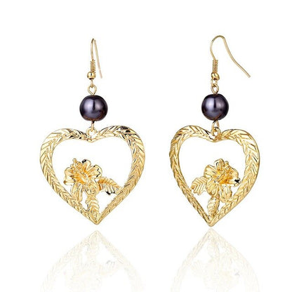 Hawaiian Pearl Leaf Long Drop Earrings Fashion Jewelry 2020 for Women Trendy Dangle Hangling Earring Earing Wholesale Price