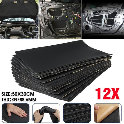 9X 1cm 0.6cm Car Sound Hot Deadener Mat Noise Proof Bonnet Insulation Deadening Engine Firewall Heat Foam Cotton Sticker 30x50cm