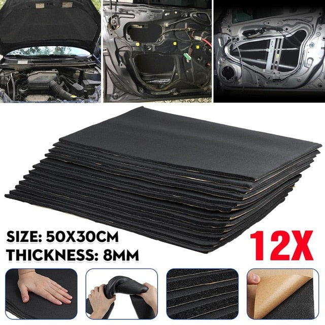 9X 1cm 0.6cm Car Sound Hot Deadener Mat Noise Proof Bonnet Insulation Deadening Engine Firewall Heat Foam Cotton Sticker 30x50cm