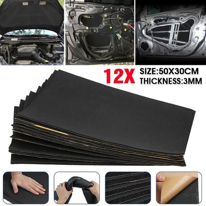 9X 1cm 0.6cm Car Sound Hot Deadener Mat Noise Proof Bonnet Insulation Deadening Engine Firewall Heat Foam Cotton Sticker 30x50cm