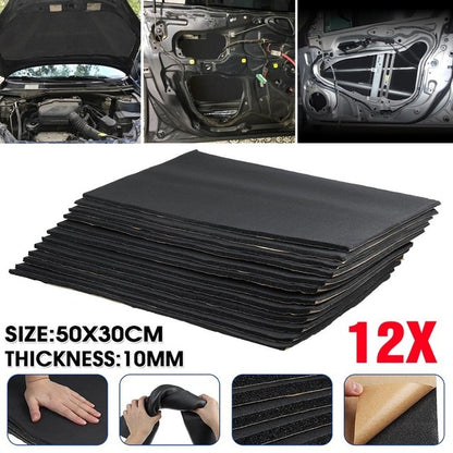 9X 1cm 0.6cm Car Sound Hot Deadener Mat Noise Proof Bonnet Insulation Deadening Engine Firewall Heat Foam Cotton Sticker 30x50cm