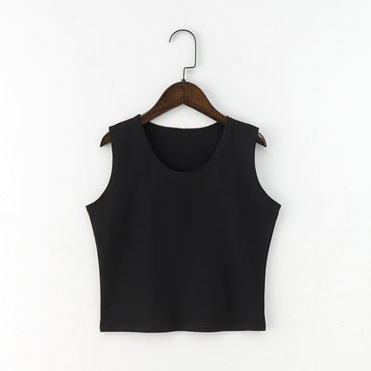 Black Round Neck Sleeveless Harajuku Women's T-Shirt Cotton Crop Top Women's Shirt Girls Lady Tee Tops Streetwear Camiseta Mujer