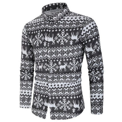 Christmas 3D Print Tree Shirt Men Autumn Long Sleeve shirt Winter Printed Mens Funny shirt