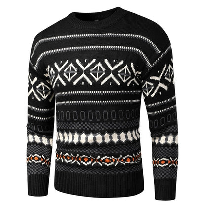 Men 2020 Autumn New Vintage Style Acrylic Warm Jacquard Sweater Pullovers Men Winter O-Neck Fashion Thick Check Pattern Sweater