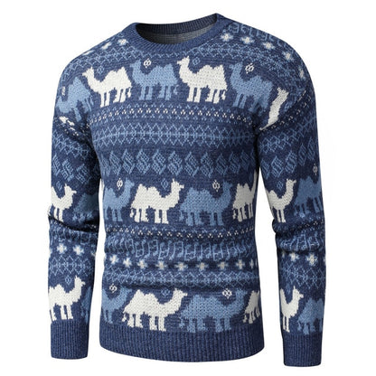 Men 2020 Autumn New Vintage Style Acrylic Warm Jacquard Sweater Pullovers Men Winter O-Neck Fashion Thick Check Pattern Sweater