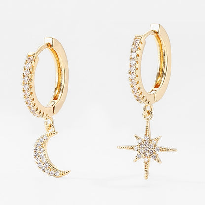 New Fashion cubic zircon Star And Moon Earrings Charms star Hoop Earrings For Women Man Girls Korean Jewelry 2020