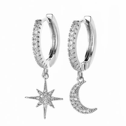 New Fashion cubic zircon Star And Moon Earrings Charms star Hoop Earrings For Women Man Girls Korean Jewelry 2020