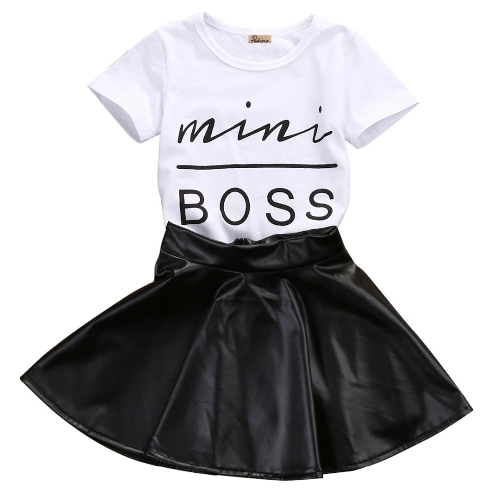 Citgeett Summer Kid girls clothes Casual Clothing Sets Baby Girls Kids Clothes Set T Shirt+Short Skirts Black Outfits