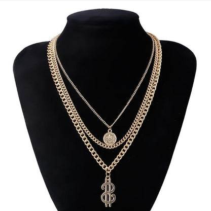Ingemark Punk Miami Cuban Choker Necklace Colar Hip Hop Big Thick Chunky Chain Fashion Queen Coin Pendant Necklace Women Jewelry