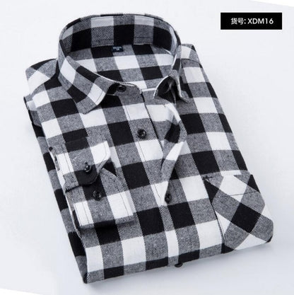 Flannel Plaid Shirt Men Cotton 2019 Spring Autumn New Male Casual Long Sleeve Shirt Plus size High Quality Warm Man Clothes