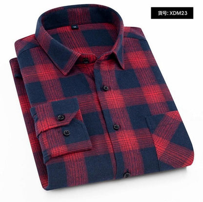 Flannel Plaid Shirt Men Cotton 2019 Spring Autumn New Male Casual Long Sleeve Shirt Plus size High Quality Warm Man Clothes