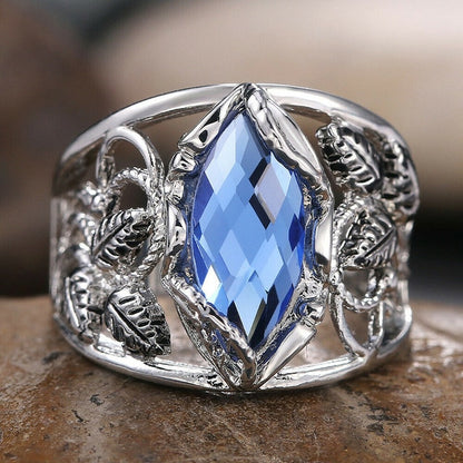 Fashion Big Blue Stone Ring Charm Jewelry Women CZ Wedding Rings Promise Engagement Ring Ladies Accessories Gifts Z4K146