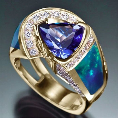 Fashion Big Blue Stone Ring Charm Jewelry Women CZ Wedding Rings Promise Engagement Ring Ladies Accessories Gifts Z4K146