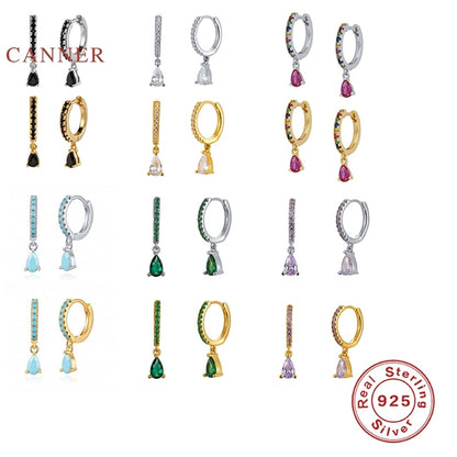 CANNER Diamond-studded Zircon Water Earrings Hoops 925 Sterling Silver Earrings For Women Silver Jewelry Earring Aretes