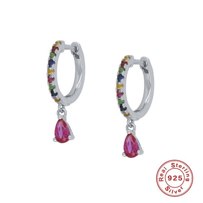 CANNER Diamond-studded Zircon Water Earrings Hoops 925 Sterling Silver Earrings For Women Silver Jewelry Earring Aretes