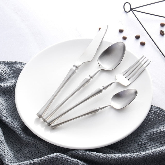 Stainless Steel Cutlery Set Gold Dinnerware Set Western Food Cutlery Tableware Dinnerware Christmas Gift forks knives spoons