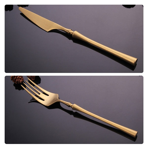 Stainless Steel Cutlery Set Gold Dinnerware Set Western Food Cutlery Tableware Dinnerware Christmas Gift forks knives spoons