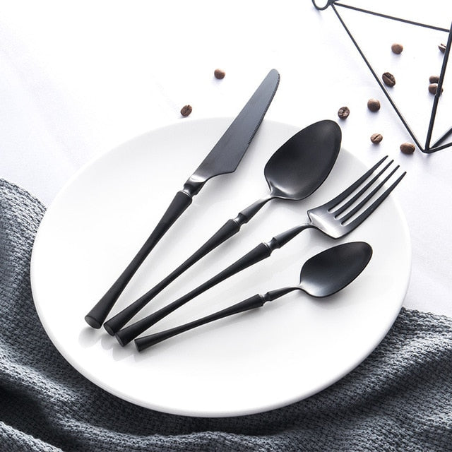 Stainless Steel Cutlery Set Gold Dinnerware Set Western Food Cutlery Tableware Dinnerware Christmas Gift forks knives spoons