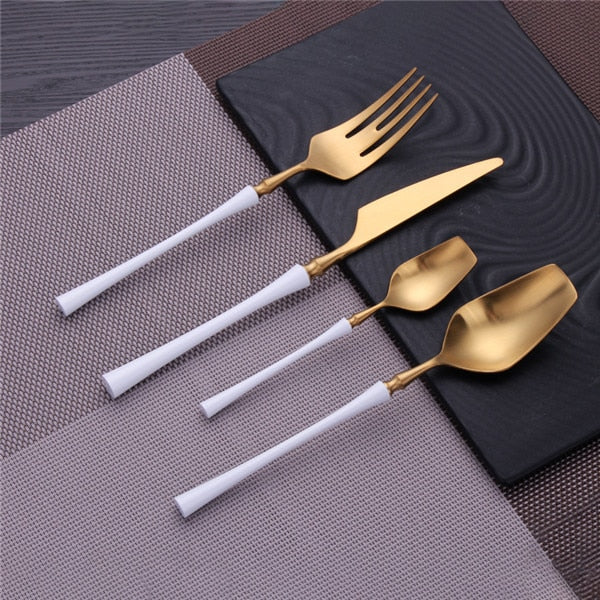 Stainless Steel Cutlery Set Gold Dinnerware Set Western Food Cutlery Tableware Dinnerware Christmas Gift forks knives spoons