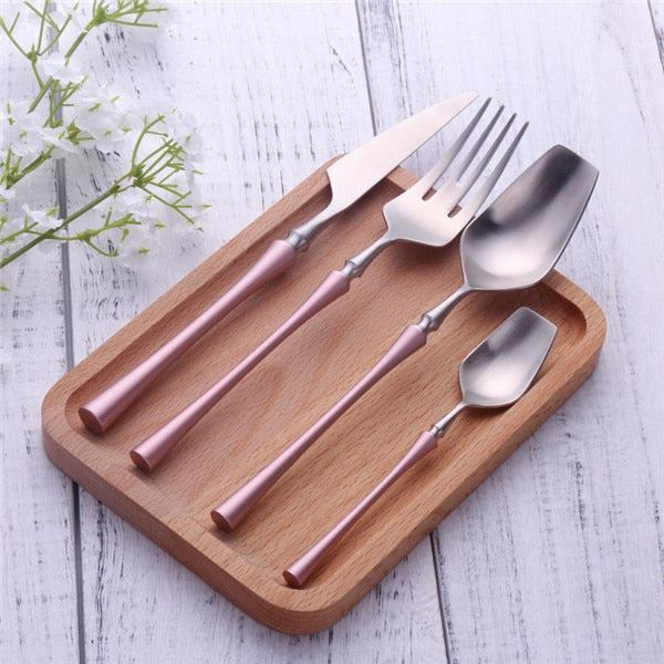 Stainless Steel Cutlery Set Gold Dinnerware Set Western Food Cutlery Tableware Dinnerware Christmas Gift forks knives spoons