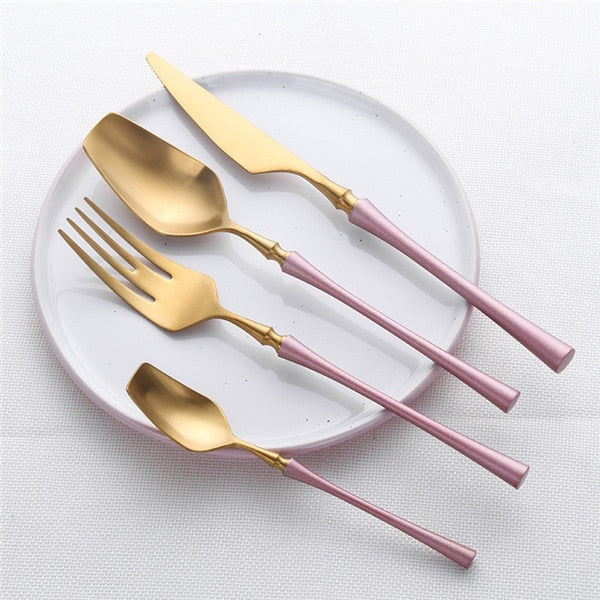 Stainless Steel Cutlery Set Gold Dinnerware Set Western Food Cutlery Tableware Dinnerware Christmas Gift forks knives spoons