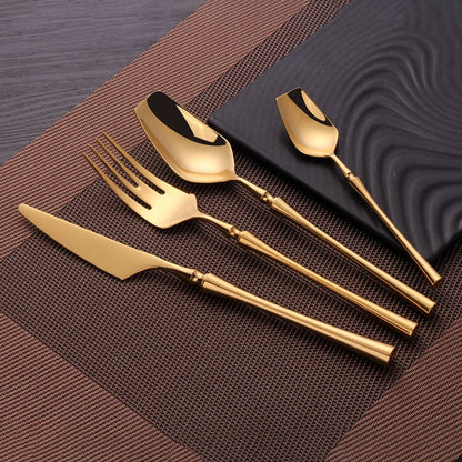 Stainless Steel Cutlery Set Gold Dinnerware Set Western Food Cutlery Tableware Dinnerware Christmas Gift forks knives spoons