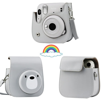 For Fujifilm Instax Mini 11 Instant Film Camera PU Leather Bag Case Cover Shell with Shoulder Strap Pink/Blue/Purple/Gray/White