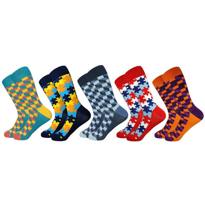2020 Hot Sale Casual Men Socks New Socks Fashion Design Plaid Colorful Happy Business Party Dress Cotton Socks Man