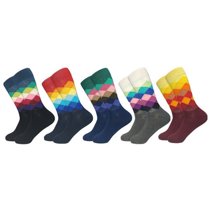 2020 Hot Sale Casual Men Socks New Socks Fashion Design Plaid Colorful Happy Business Party Dress Cotton Socks Man
