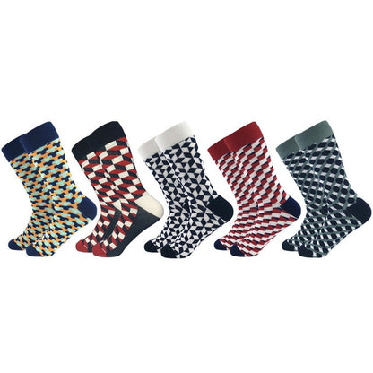 2020 Hot Sale Casual Men Socks New Socks Fashion Design Plaid Colorful Happy Business Party Dress Cotton Socks Man