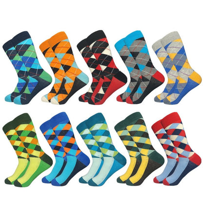2020 Hot Sale Casual Men Socks New Socks Fashion Design Plaid Colorful Happy Business Party Dress Cotton Socks Man