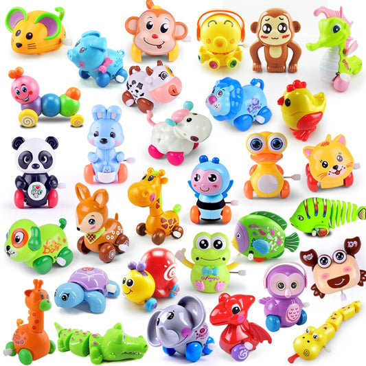 1 Pieces Baby Funny Kids Toys Spring Clockwork Toy Mini Pull Back Jumping Frog/Dog/Lion Wind Up Toys for Children Boys