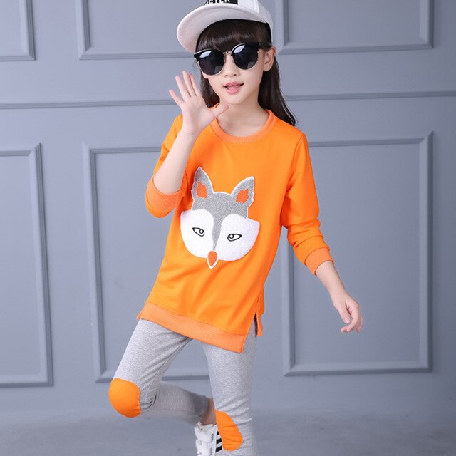 Children Clothing Autumn Cartoon Girls Sets Long Sleeve Tracksuit For 3- 13 Years old Girls Clothes Sport Suit Kids Clothes Sets