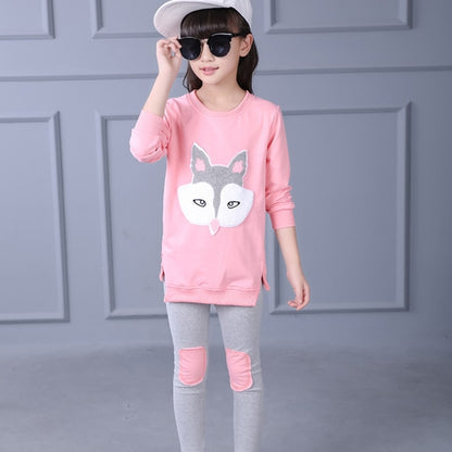 Children Clothing Autumn Cartoon Girls Sets Long Sleeve Tracksuit For 3- 13 Years old Girls Clothes Sport Suit Kids Clothes Sets