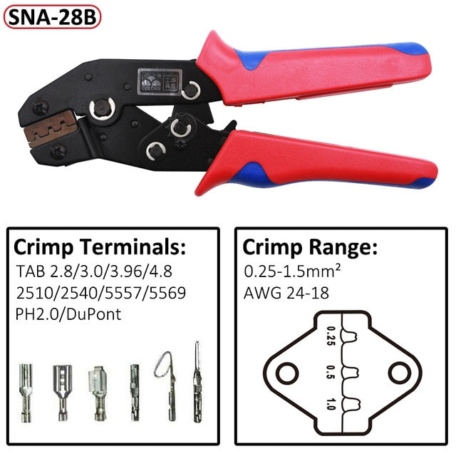 DuPont Terminals Crimp Pliers And Interchangeable Dies Wire Crimper Crimping Tools Ratcheting 7Inch SN-28B SN-48B SN-2 SN-01BM