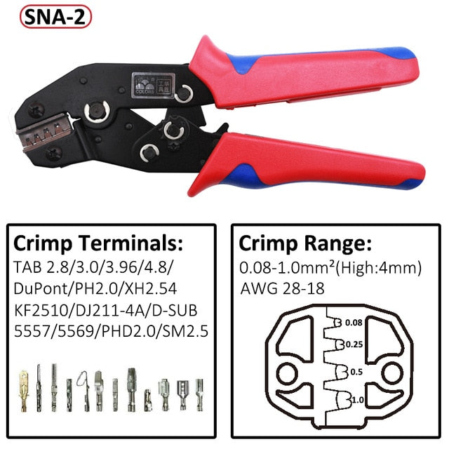 DuPont Terminals Crimp Pliers And Interchangeable Dies Wire Crimper Crimping Tools Ratcheting 7Inch SN-28B SN-48B SN-2 SN-01BM