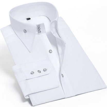 Men's Blouse Dress Long Sleeve Luxury Button Up Silk Cotton Shirt Slim Fit Western Hand Sewing Fashion Casual Design